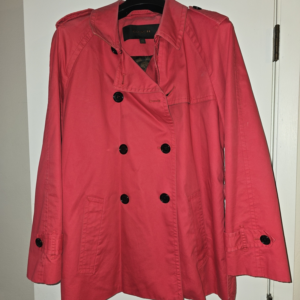 Coach Vibrant Red Trench Coat
